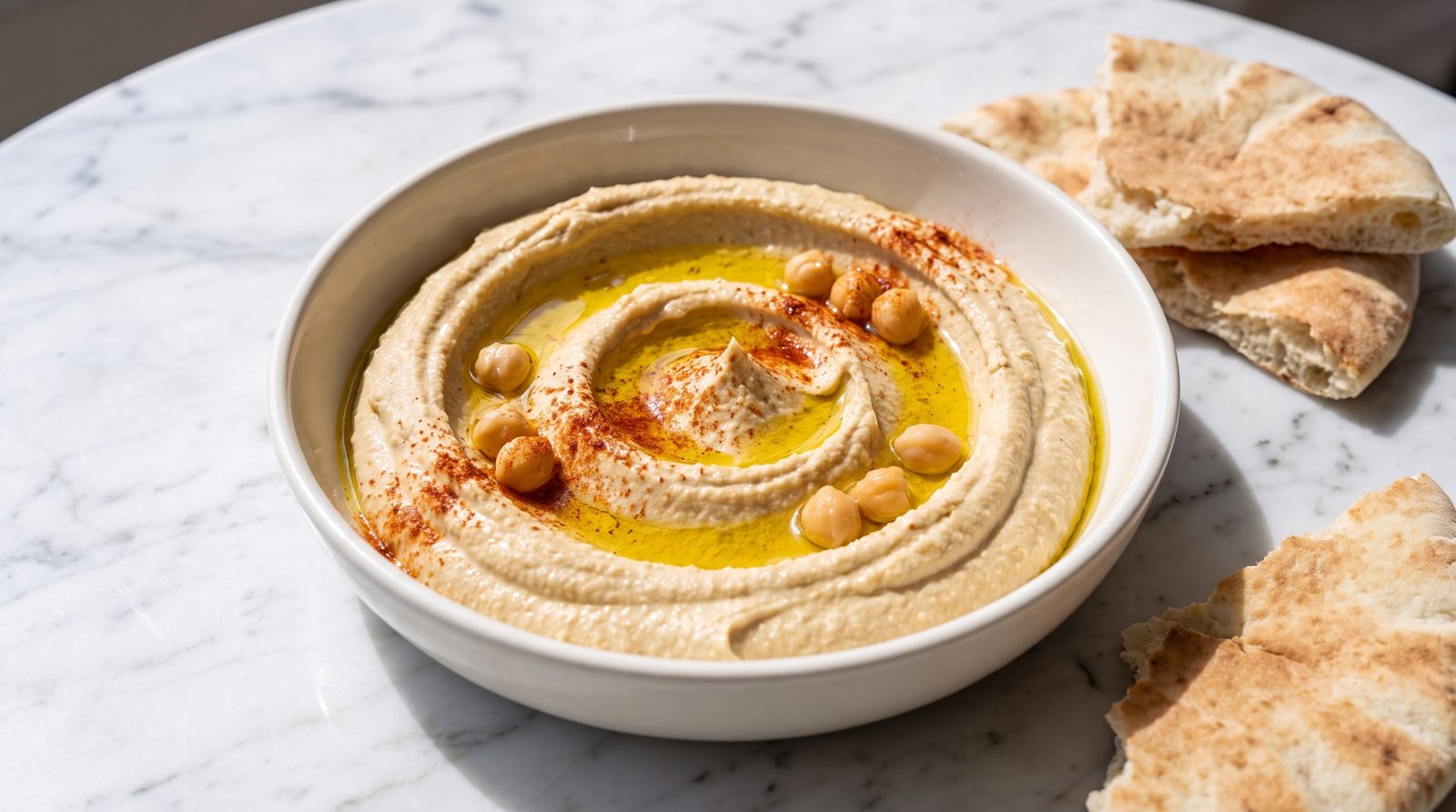 Hummus, part of the meze table